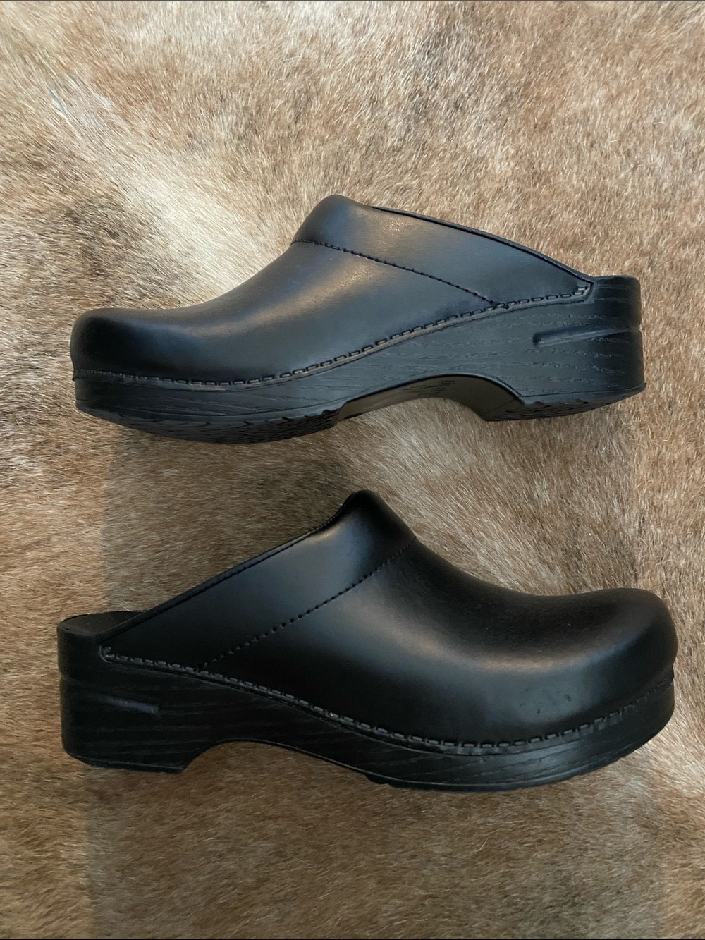 Dansko Women's Black Leather Clogs